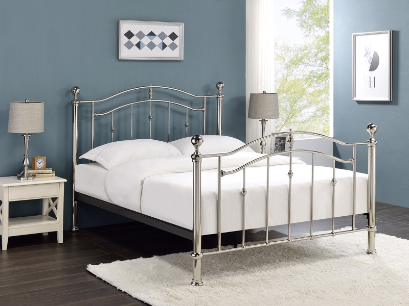 Land Of Beds Alena Silver Metal Double Bed Frame1