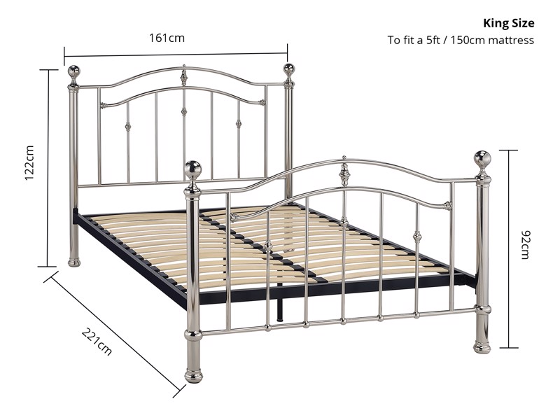Land Of Beds Alena Silver Metal Double Bed Frame8