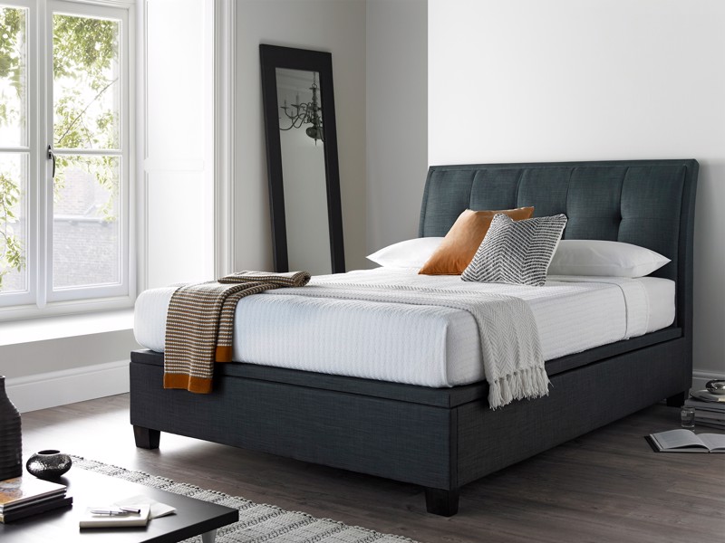Land Of Beds Kennedy - Slate Double Ottoman Bed