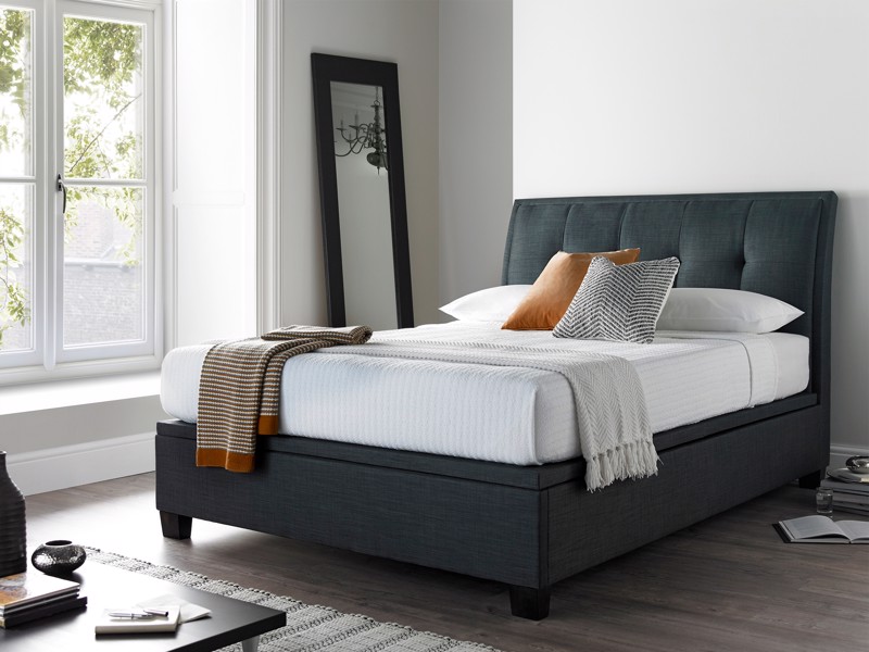 Land Of Beds Kennedy Slate Fabric King Size Ottoman Bed