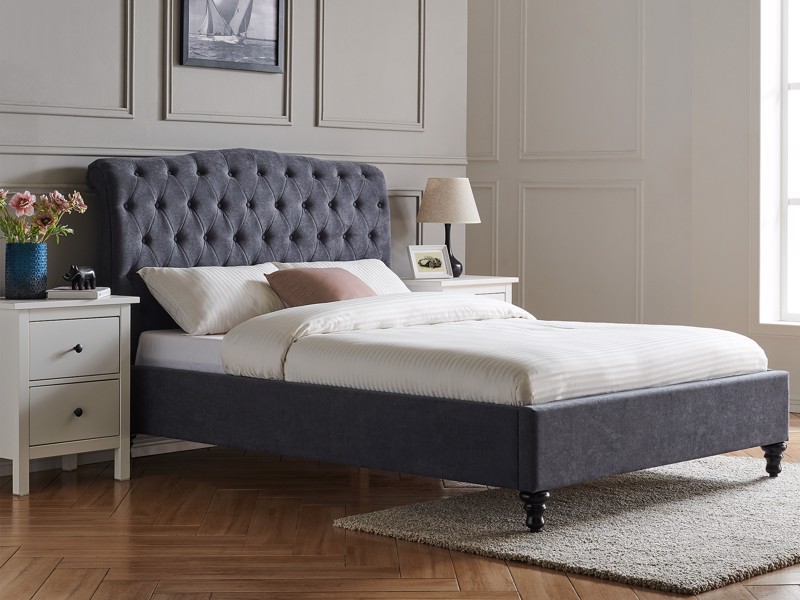 Land Of Beds Bridgerton Dark Grey Fabric Super King Size Bed Frame