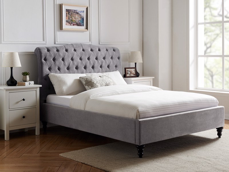 Land Of Beds Bridgerton Light Grey Fabric Super King Size Bed Frame