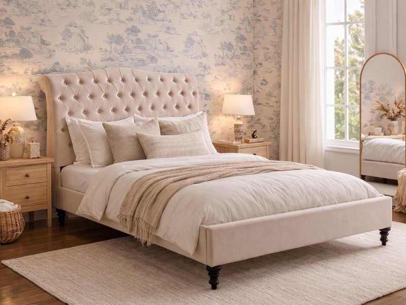 Land Of Beds Bridgerton Natural Fabric King Size Bed Frame