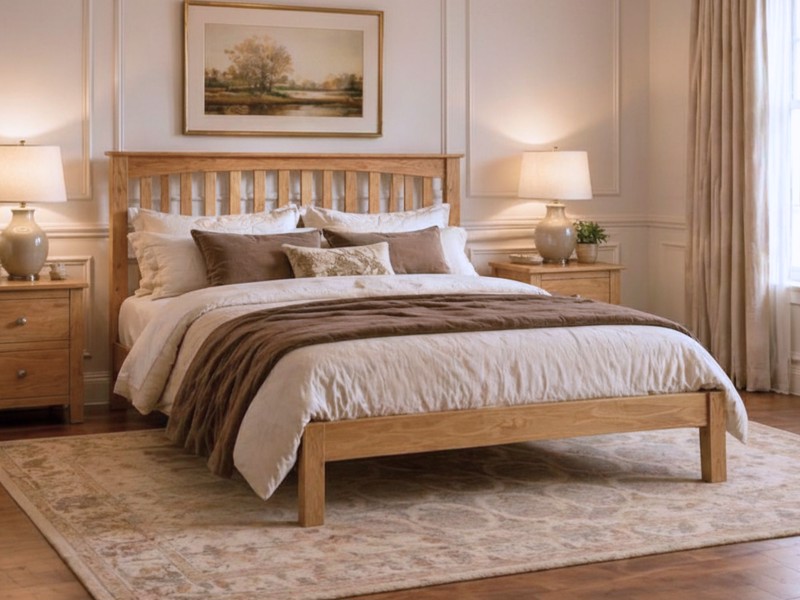 Land Of Beds Cobar Oak Wooden Super King Size Bed Frame
