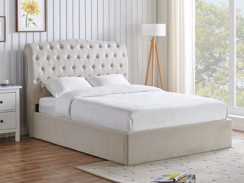 Land Of Beds Bridgerton Natural Fabric Double Ottoman Bed