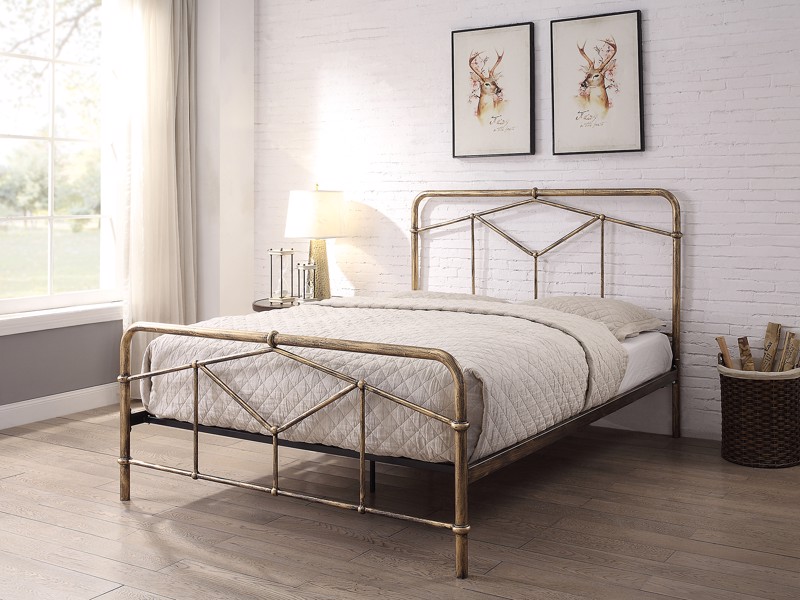 Land Of Beds Stanley Antique Bronze Metal King Size Bed Frame