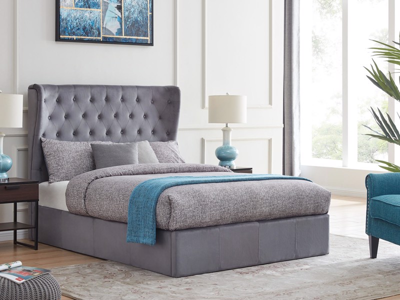 Land Of Beds Sunbury Grey Fabric Ottoman Bed