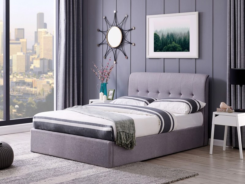 Land Of Beds Melbourne Grey Fabric King Size Ottoman Bed