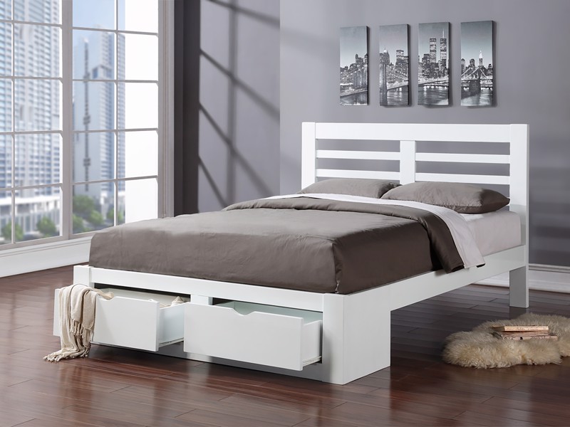 Land Of Beds Sydney White Wooden Double Bed Frame