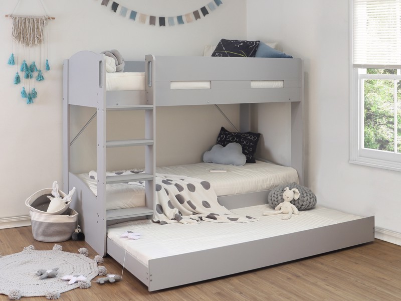 Land Of Beds Devonport Grey Wooden Single Bunk Bed