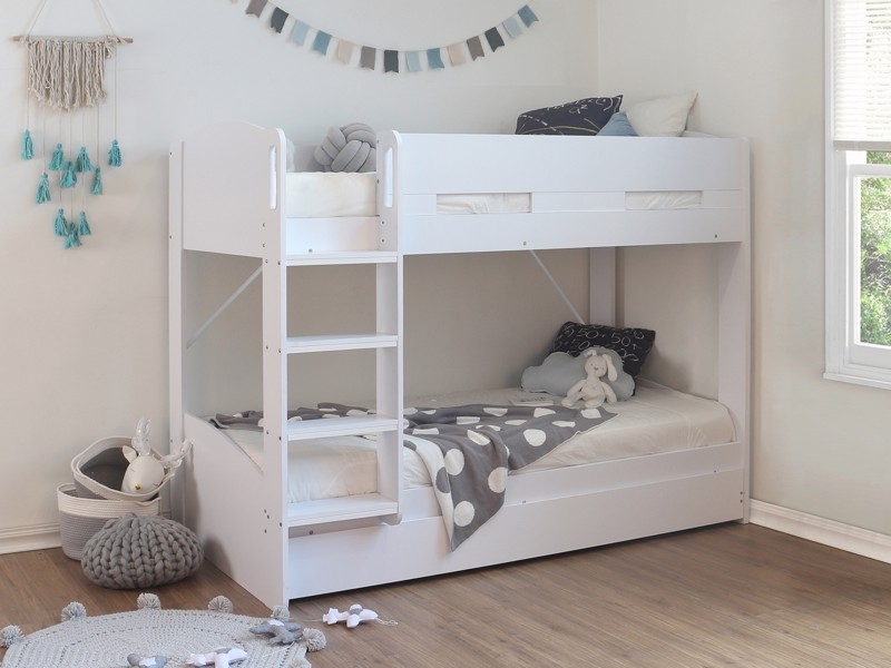 Land Of Beds Devonport White Wooden Bunk Bed