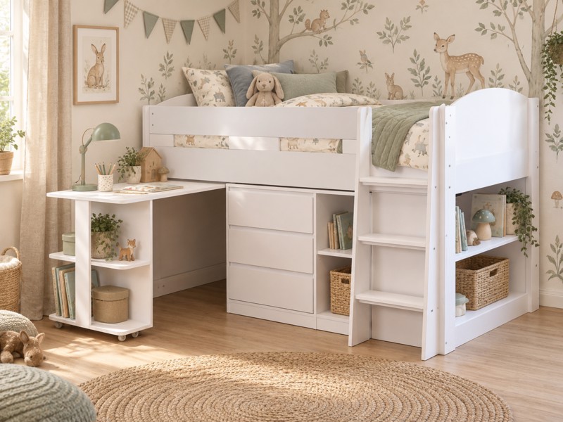 Land Of Beds Devonport White Wooden Mid Sleeper Kids Bed
