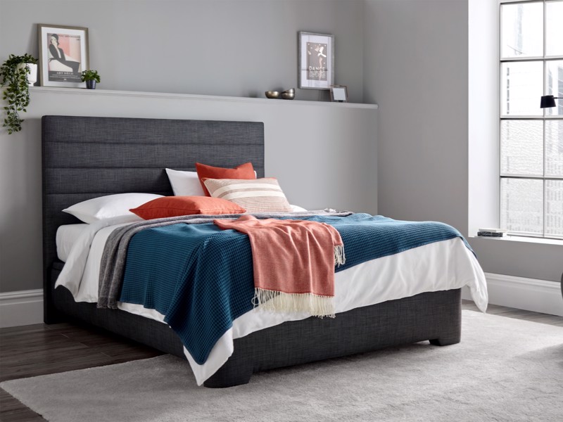 Land Of Beds Harding Slate Fabric Super King Size Ottoman Bed