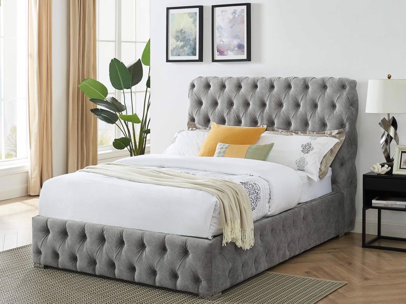 Land Of Beds Mayfair Silver Ottoman Bed
