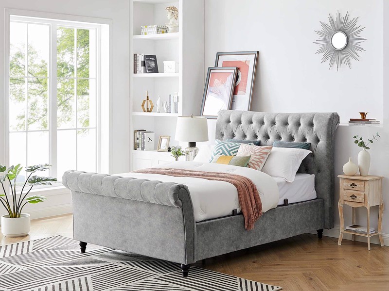 Land Of Beds Oxford Silver Ottoman Bed