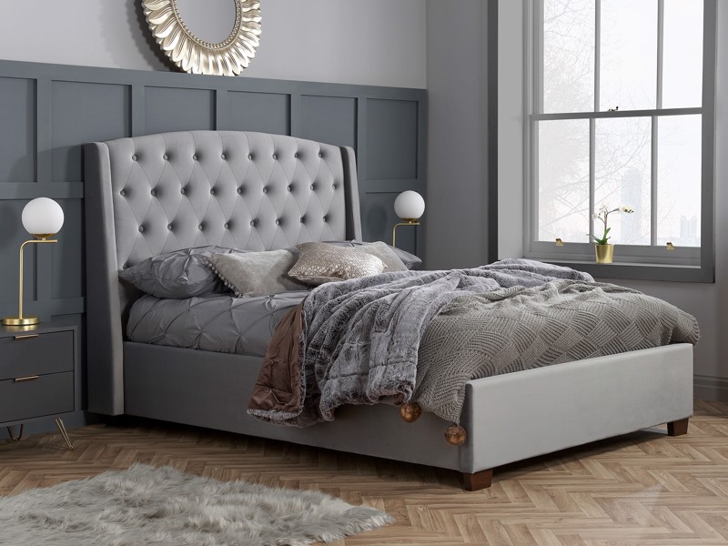 Land Of Beds Beaumont Grey Fabric King Size Bed Frame