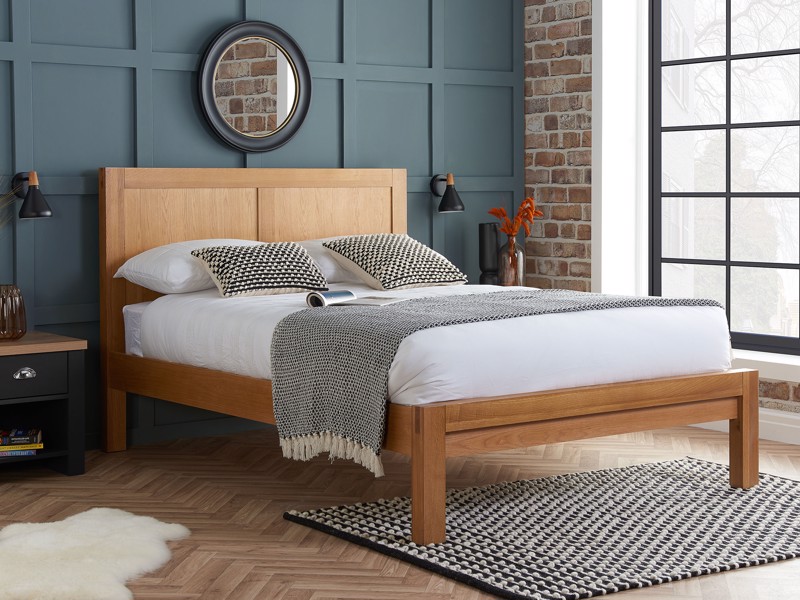Land Of Beds Saunders Oak Wooden King Size Bed Frame