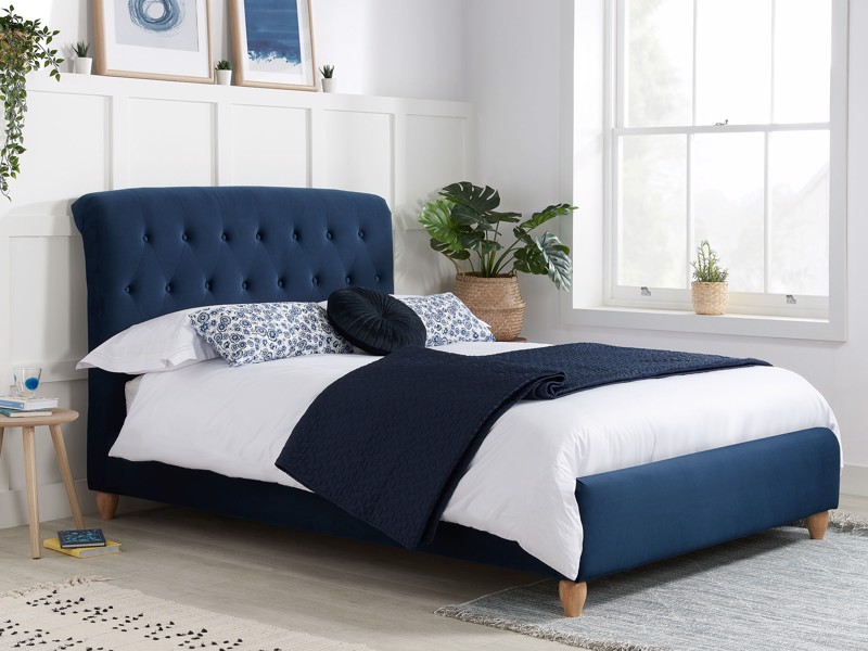 Land Of Beds Kingsgate Blue Fabric Small Double Bed Frame