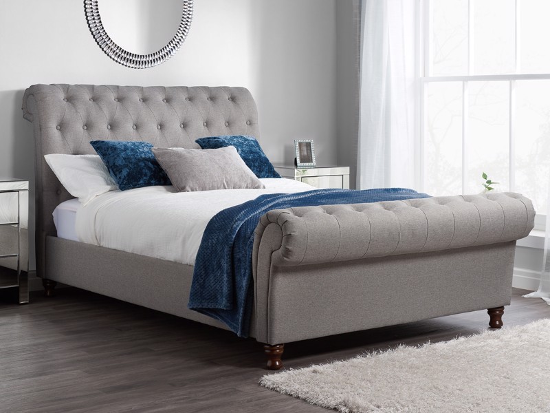 Land Of Beds Alexandra Grey Fabric King Size Bed Frame