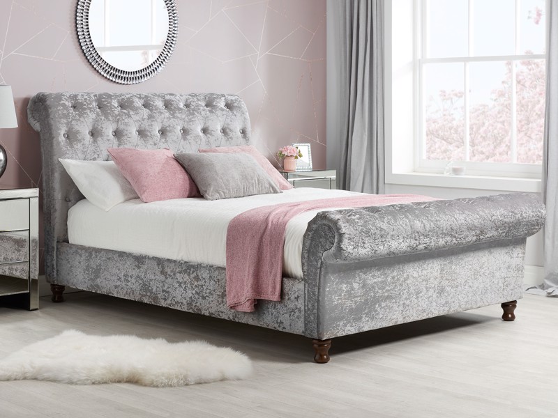 Land Of Beds Alexandra Steel Grey Fabric Super King Size Bed Frame