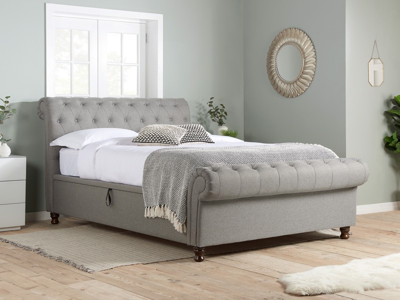 Land Of Beds Alexandra Grey Fabric Side Opening Super King Size Ottoman Bed