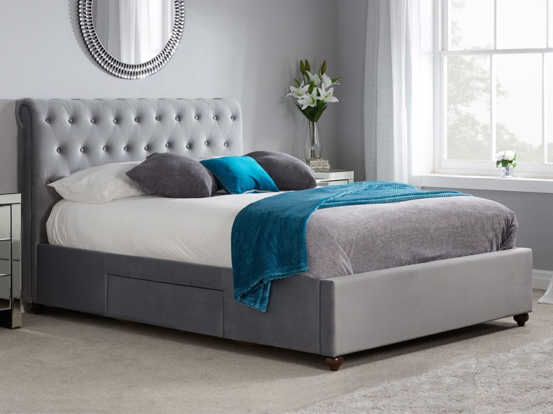 Land Of Beds Clifton Grey Fabric Double Bed Frame