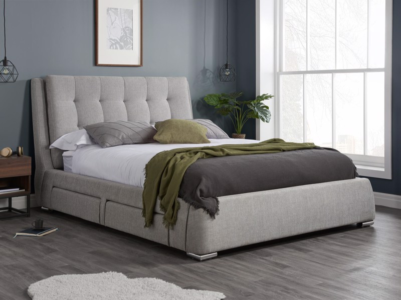 Land Of Beds Sandford Grey Fabric King Size Bed Frame