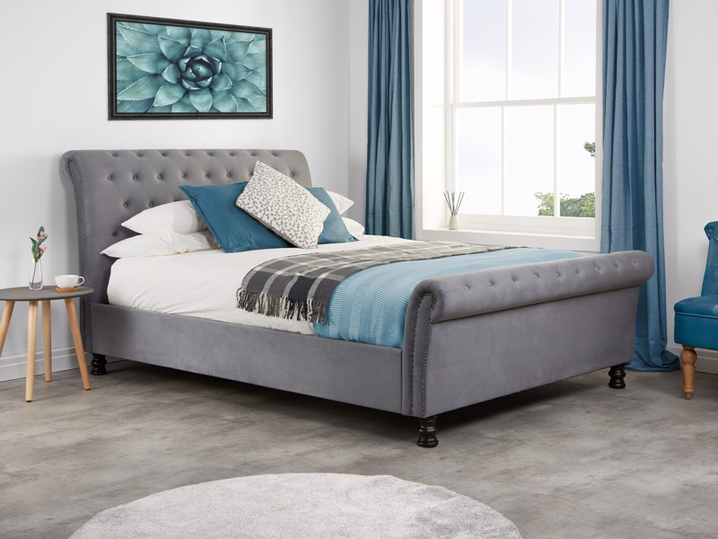 Land Of Beds Seafield Grey Fabric Double Bed Frame