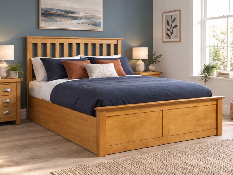 Land Of Beds Rhodes Oak Wooden Ottoman Bed