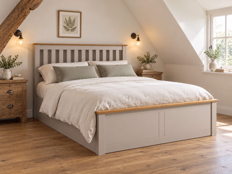 Land Of Beds Rhodes Pearl Grey Wooden Ottoman Bed