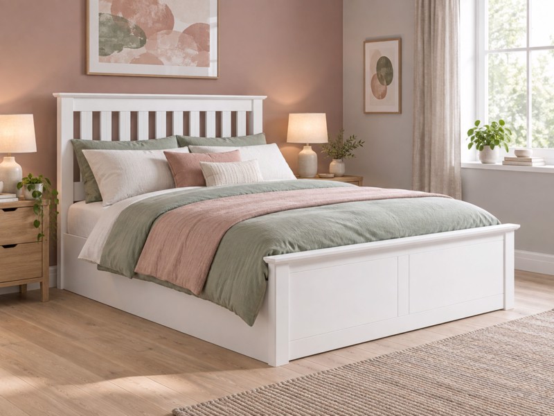 Land Of Beds Rhodes White Wooden Ottoman Bed