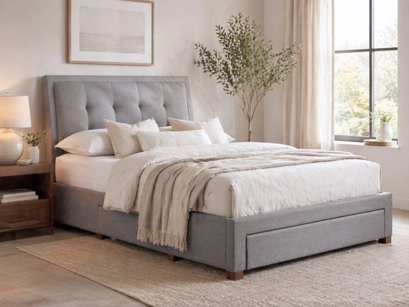 Land Of Beds Campbell Grey Fabric Bed Frame