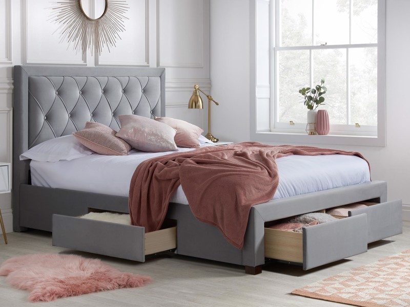 Land Of Beds Santorini Grey Fabric Double Bed Frame