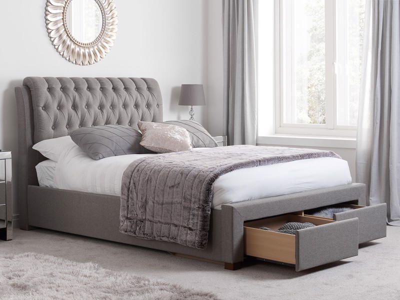 Land Of Beds Athens Grey Fabric Bed Frame