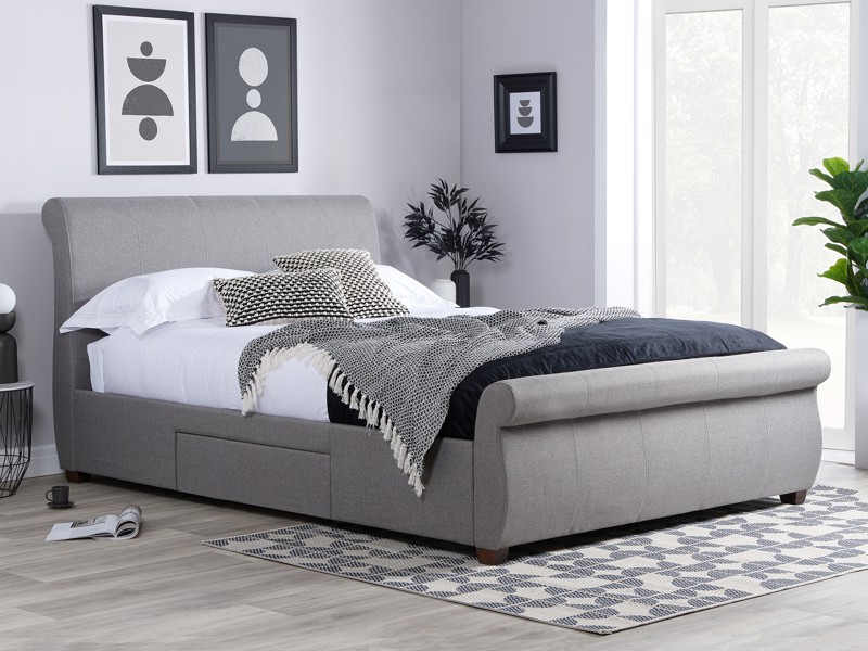 Land Of Beds Kyra Grey Fabric Double Bed Frame