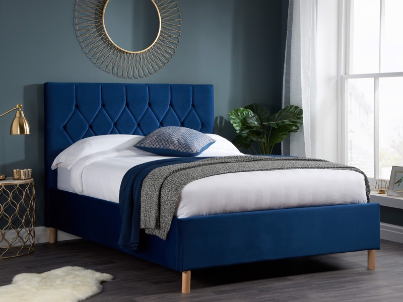 Land Of Beds Sonata Blue Fabric Double Bed Frame