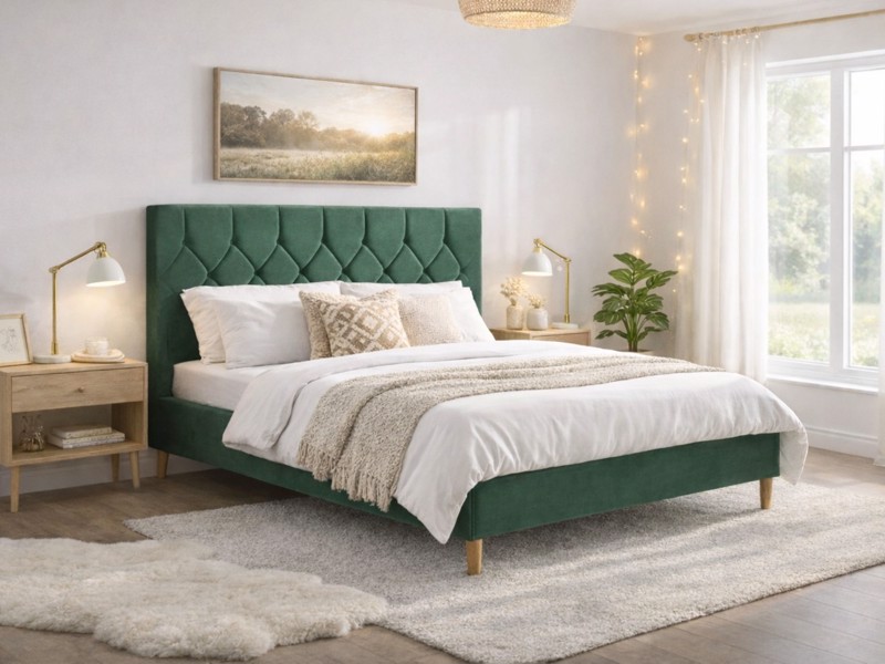 Land Of Beds Sonata Green Fabric Bed Frame