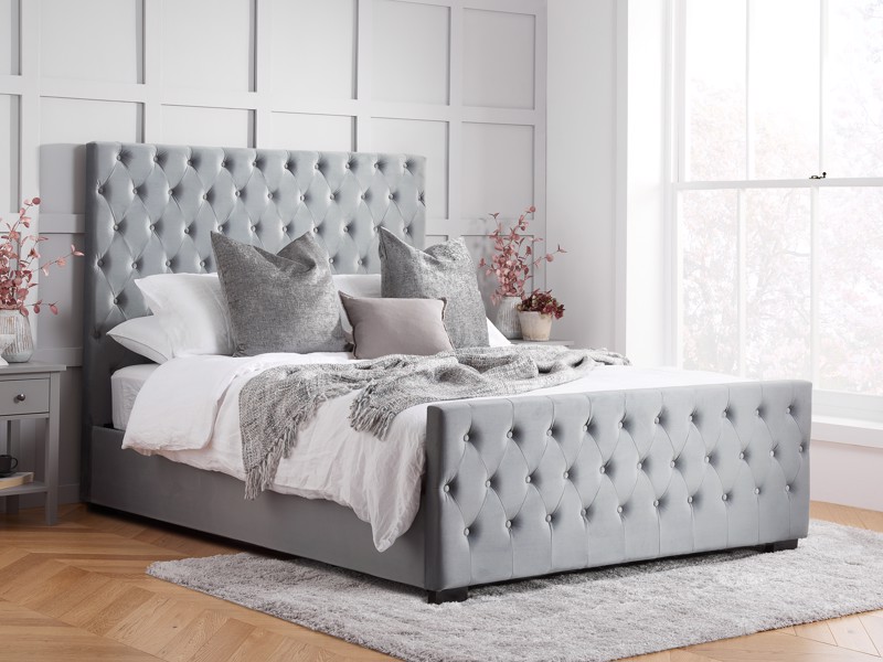 Land Of Beds Soprano Grey Fabric King Size Bed Frame