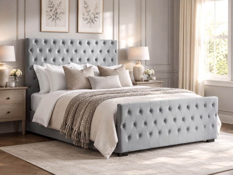 Land Of Beds Soprano Grey Fabric Bed Frame
