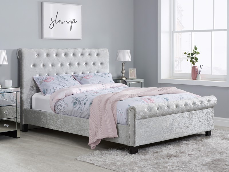 Land Of Beds Rhapsody Silver Grey Fabric King Size Bed Frame