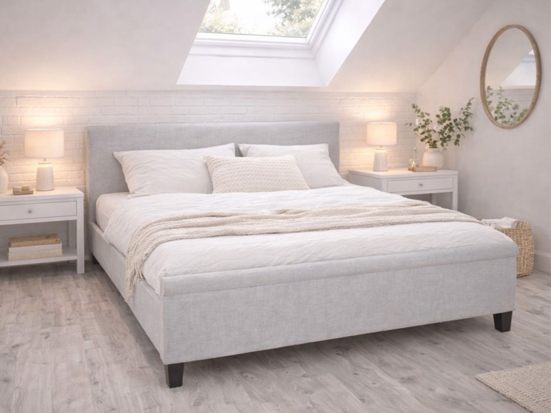 Land Of Beds Opus Grey Fabric King Size Bed Frame