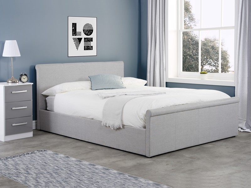 Land Of Beds Opus Grey Fabric Double Ottoman Bed