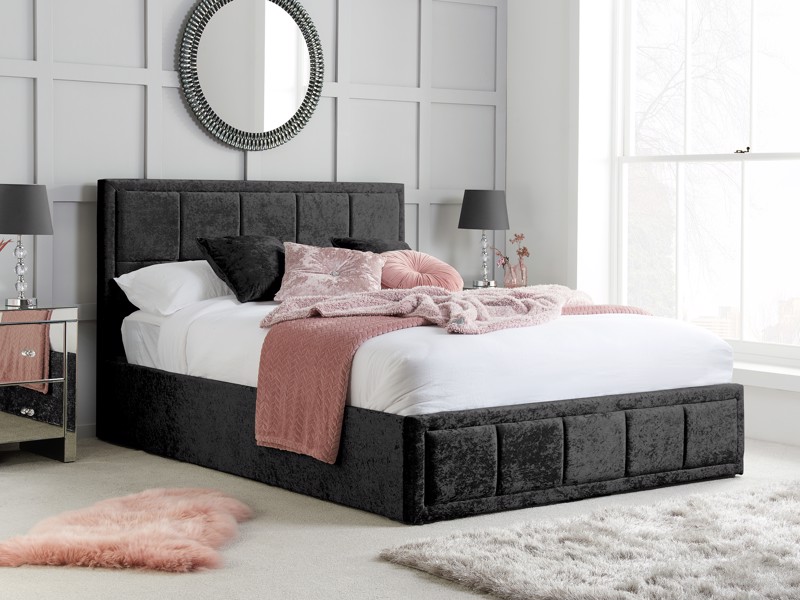 Land Of Beds Quartet Black Fabric King Size Ottoman Bed