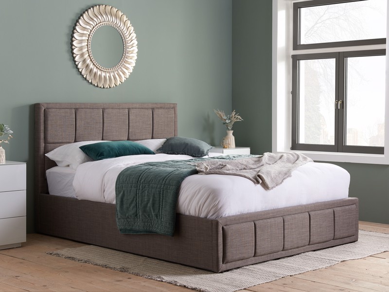 Land Of Beds Quartet Grey Fabric Double Ottoman Bed