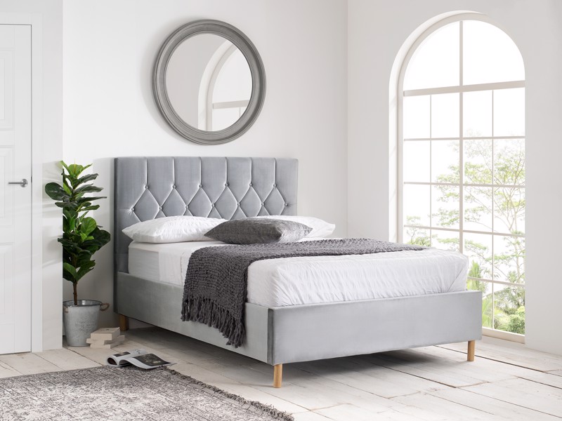 Land Of Beds Tempo Grey Fabric King Size Ottoman Bed