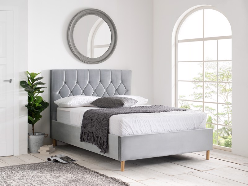 Land Of Beds Tempo Grey Fabric Small Double Ottoman Bed