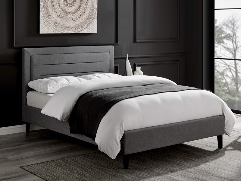 Land Of Beds Danbury Grey Fabric King Size Bed Frame