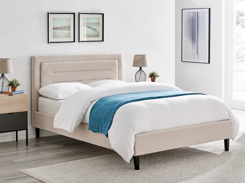 Land Of Beds Danbury Biscuit Fabric Double Bed Frame