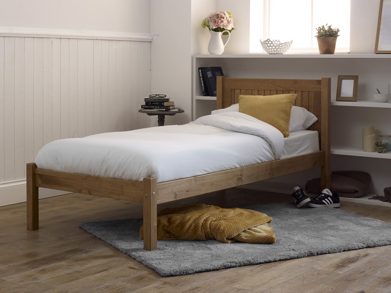 Land Of Beds Chia Pine Finish Wooden Single Bed Frame