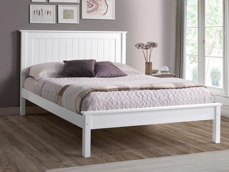 Land Of Beds Caraway White Low Footend Wooden King Size Bed Frame